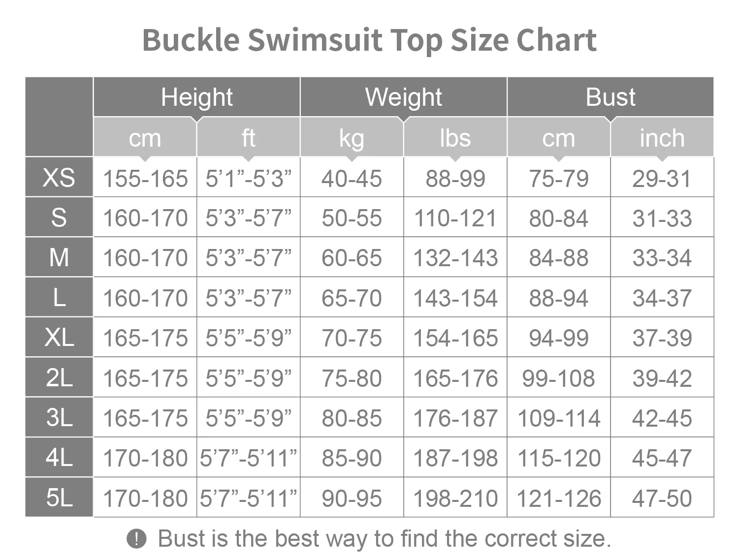 The Buckle Size Chart