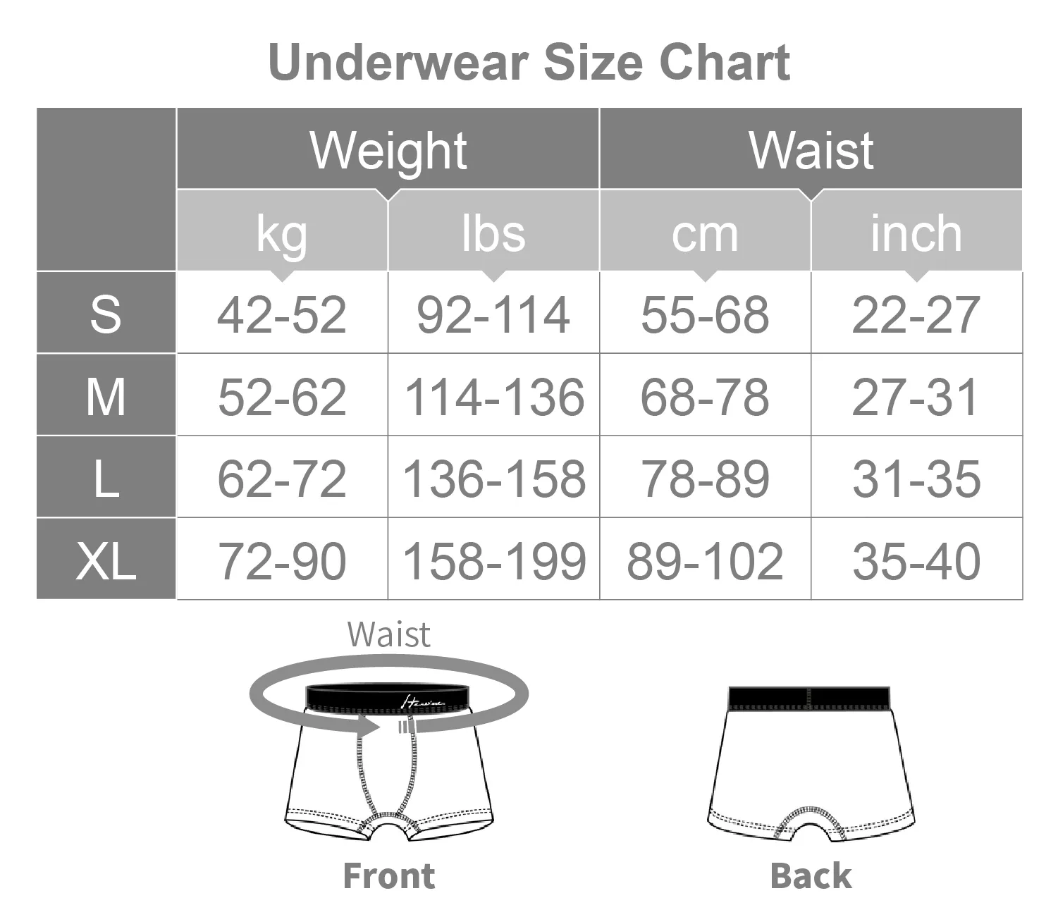 Vanity Fair Size Chart