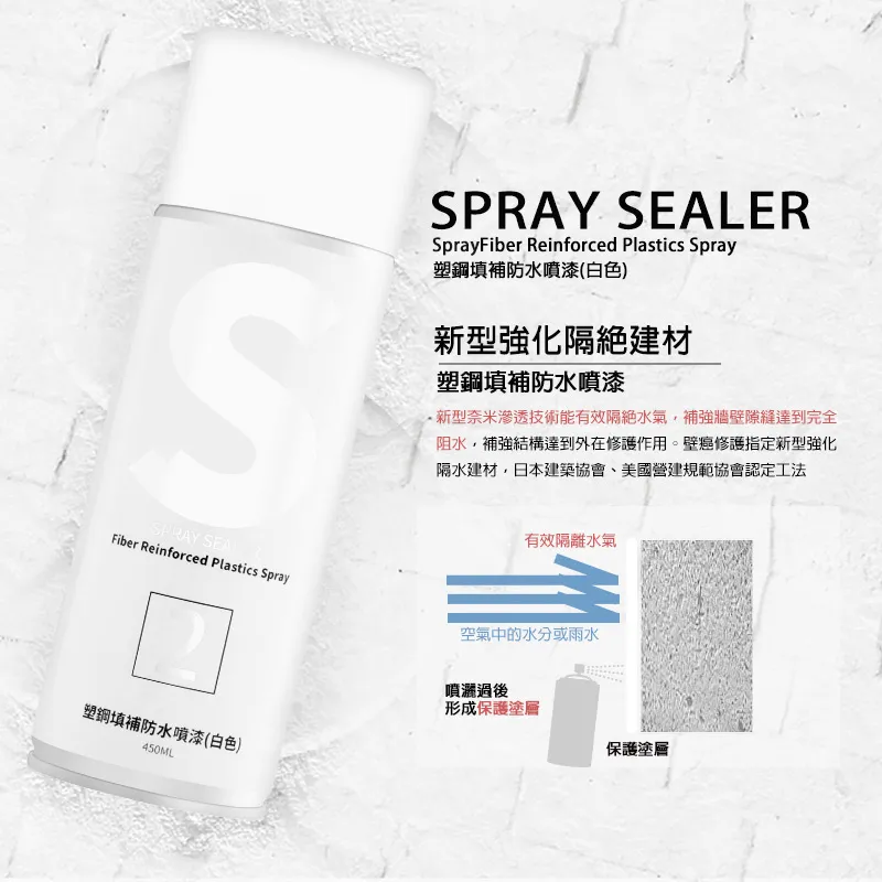 SPRAY SEALER Wall Cancer Doctor Plastic Filled Waterproof Spray Paint White 450ML